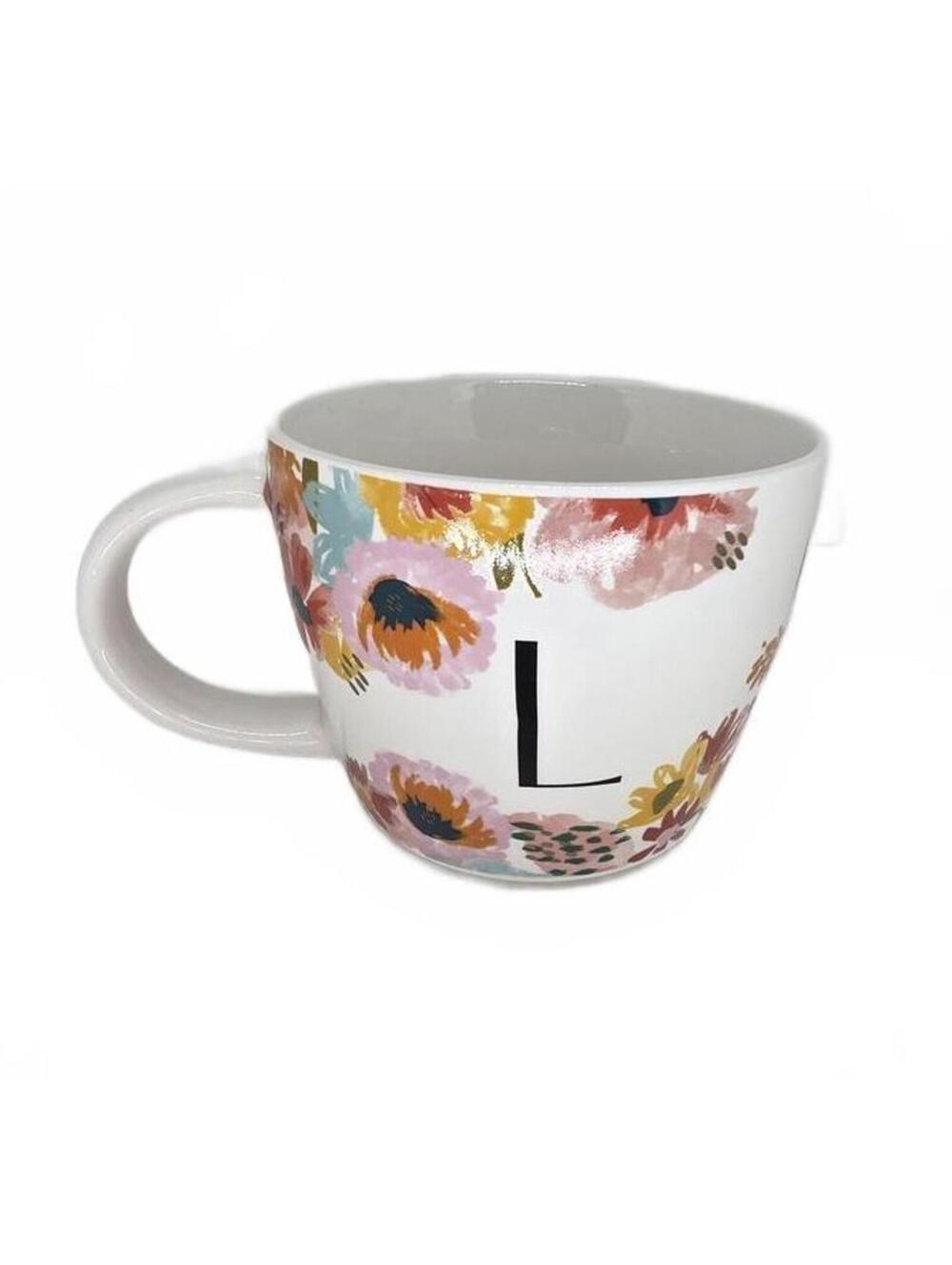 Opalhouse Target "L" Initial Letter Floral Ceramic 16oz Coffee Mug Cup